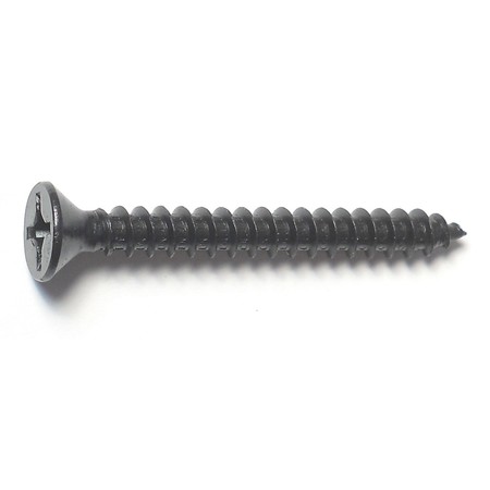 MIDWEST FASTENER Sheet Metal Screw, #12 x 2 in, Black Steel Flat Head Phillips Drive, 5 PK 79465